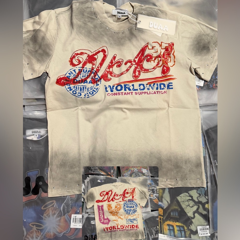 Beige Graphic Short-Sleeve Tee - Worldwide Logo